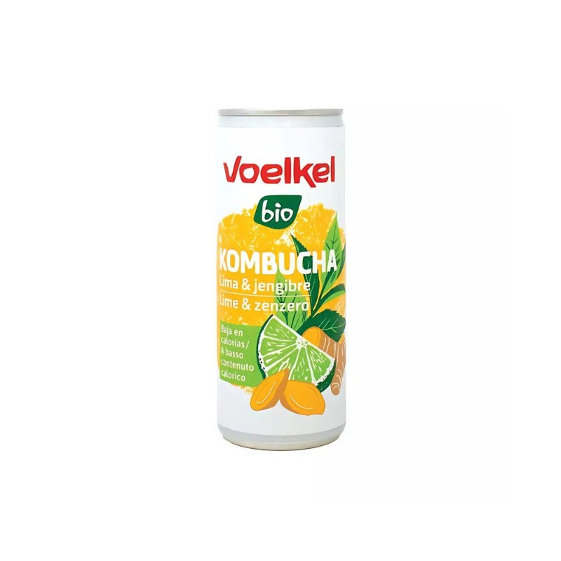 Kombucha Lima y Jengibre lata bio 250ml Voelkel
