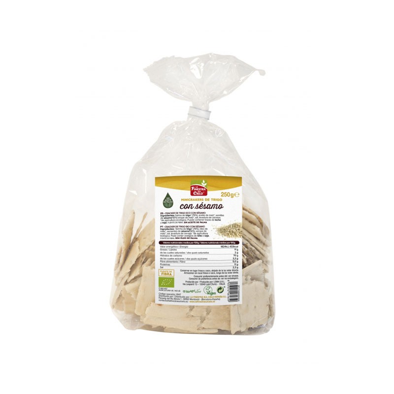 Mini crackers de trigo con sesamo bio 250 g La Finestra