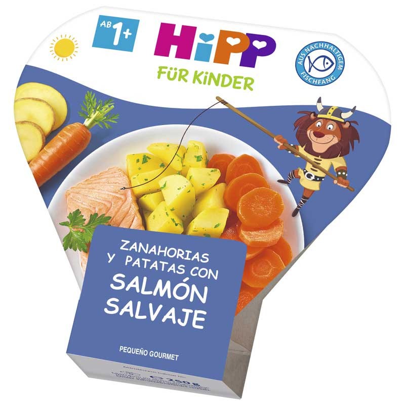 Zanahoria y patatas con salmon salvaje 250g Hipp